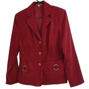 VTG Notations Burgundy Velour Boho Blazer Jacket Small  RAA10435 Womens